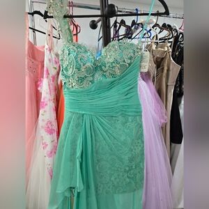 Elegant Teal Strapless Gown